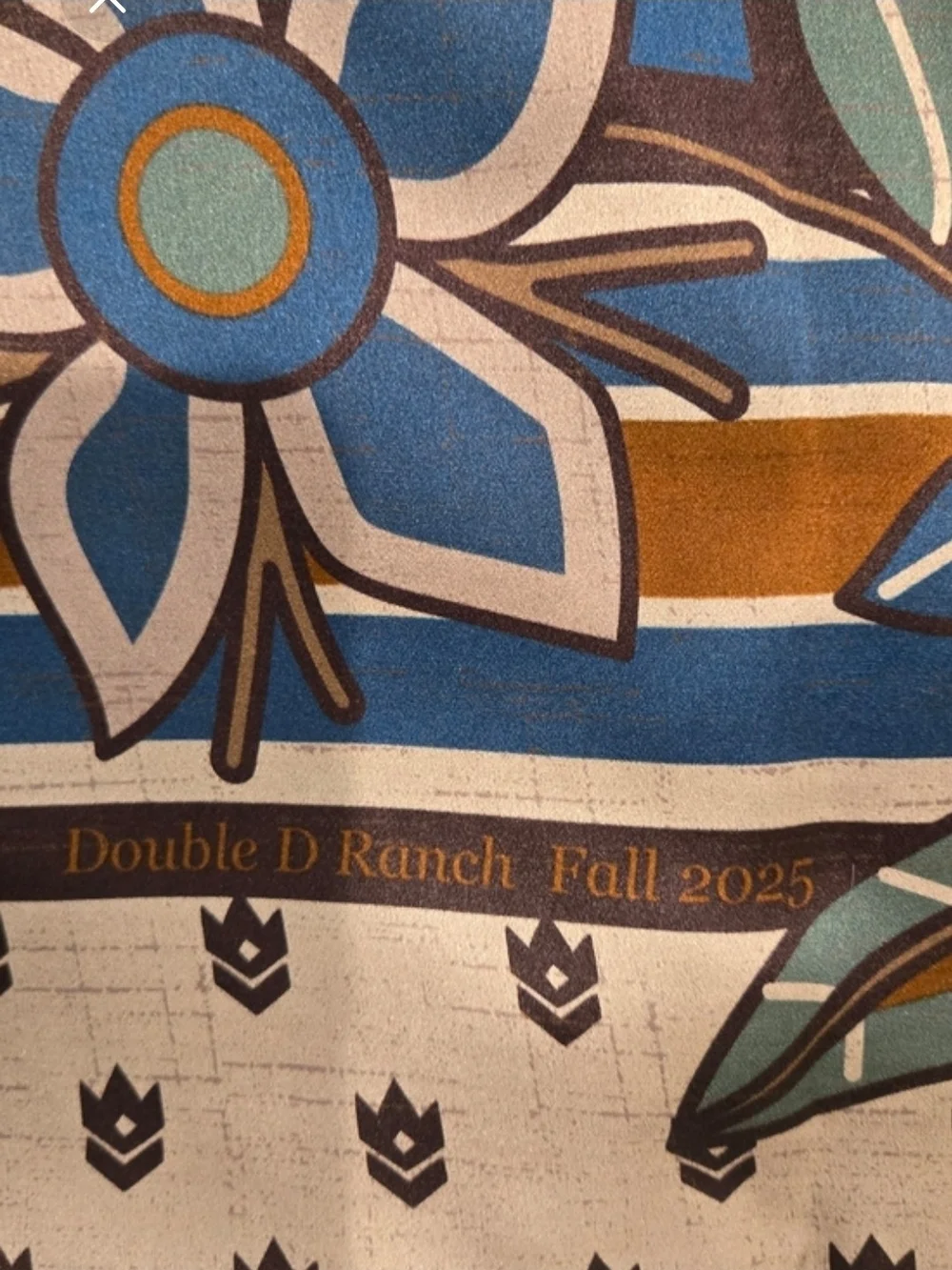 Double D Ranch Silk Teal, Brown & Cream Western Bandana Scarf
